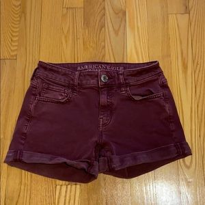 Maroon Jean Shorts